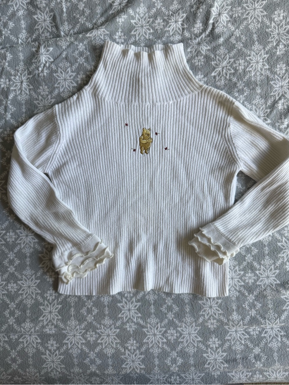Classic Winnie The Pooh Vintage Turtleneck Shirt Toddler 4T White Ribbed